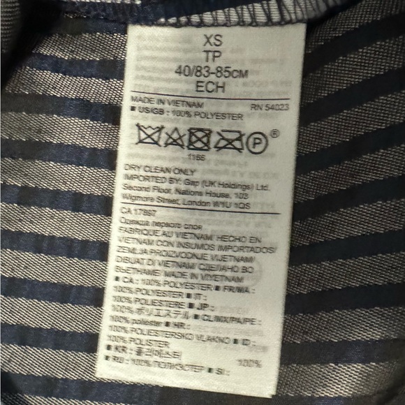 Banana Republic Striped Sleeveless Blouse Bow Detail White and Blue Tank Sz XS - Picture 13 of 15